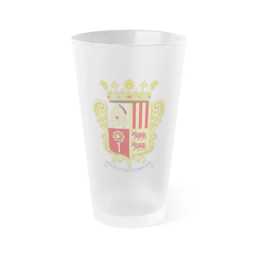 Historical Coat of Arms of French Prince of Andorra - Frosted Pint Glass 16oz 16oz Frosted - Go Mug Yourself