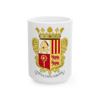 Historical Coat of Arms of French Prince of Andorra - White Coffee Mug-15oz-Go Mug Yourself