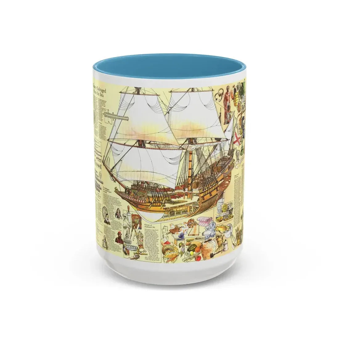 History Salvaged from the Sea (1977) (Map) Accent Coffee Mug 15oz Light Blue - Go Mug Yourself