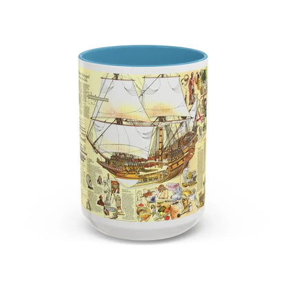History Salvaged from the Sea (1977) (Map) Accent Coffee Mug 15oz Light Blue - Go Mug Yourself