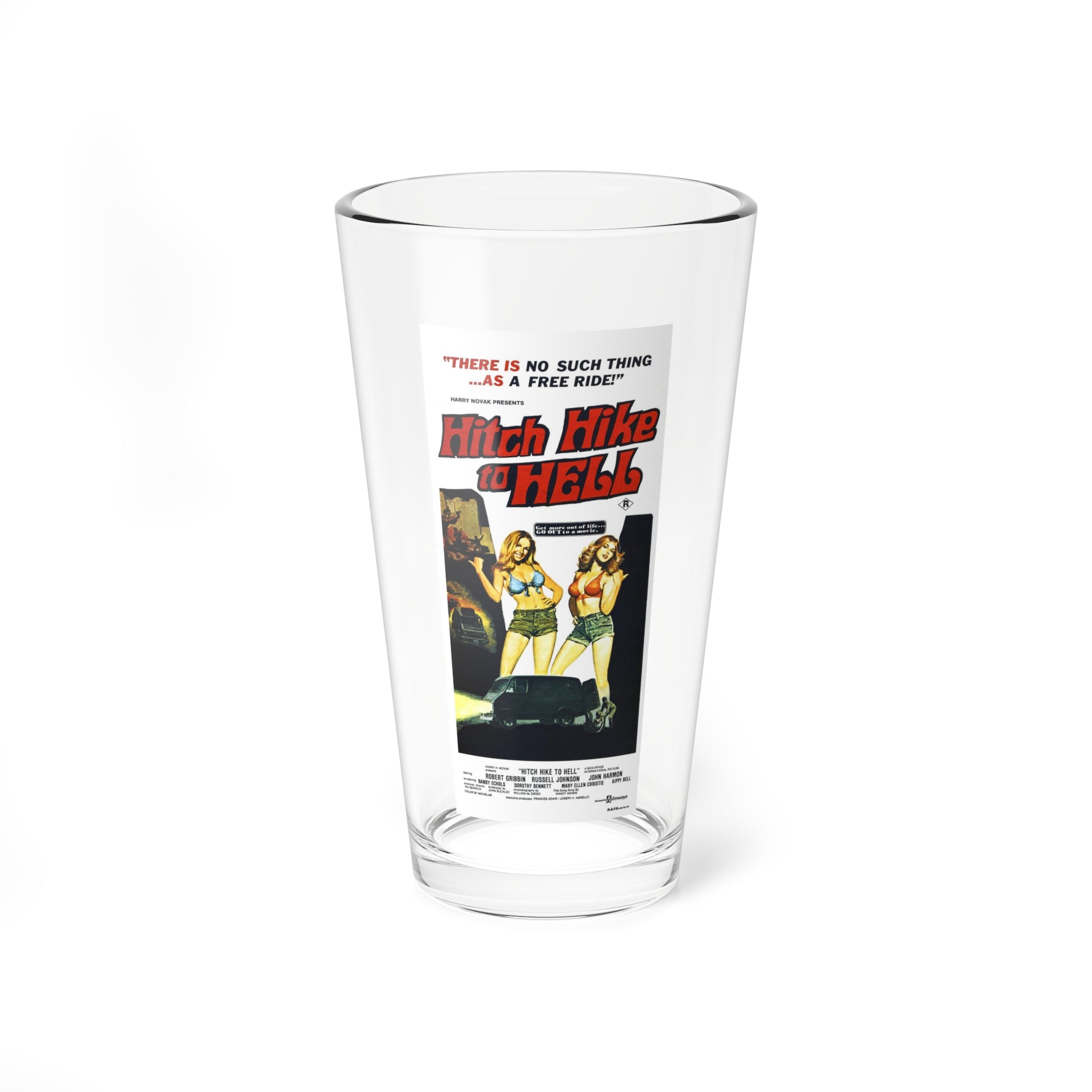 HITCH HIKE TO HELL 1977 Movie Poster - Pint Glass 16oz-16oz-Go Mug Yourself