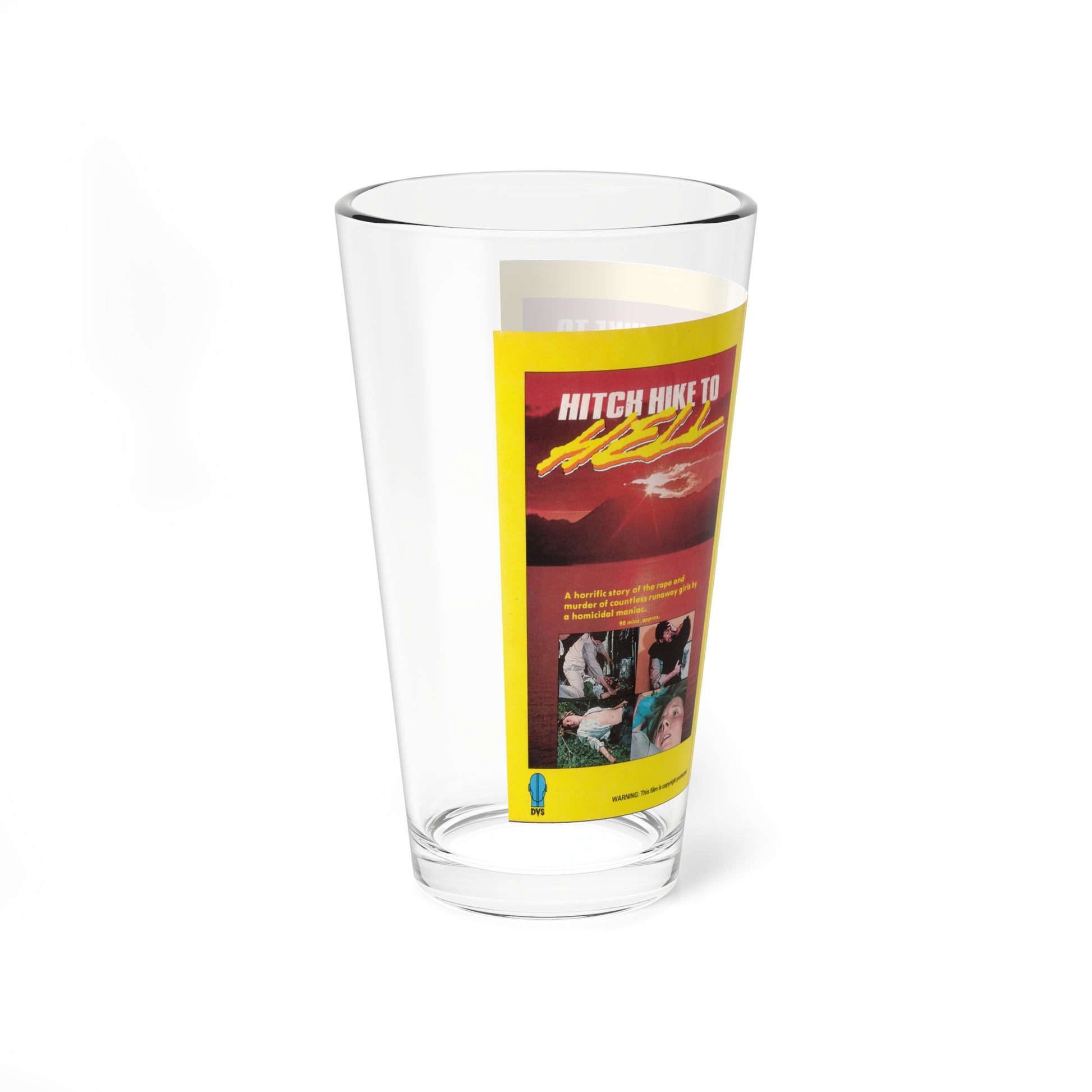 HITCH HIKE TO HELL (VHS COVER) Pint Glass 16oz-Go Mug Yourself