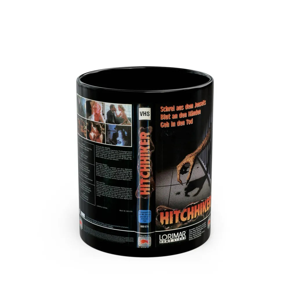 HITCHHIKER (VHS COVER) - Black Coffee Mug-11oz-Go Mug Yourself