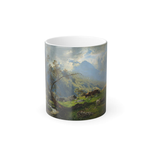 Hjalmar Munsterhjelm (1840-1905) Shepherd in the Alps - Oil on canvas 1860 - Color Changing Mug 11oz-11oz-Go Mug Yourself