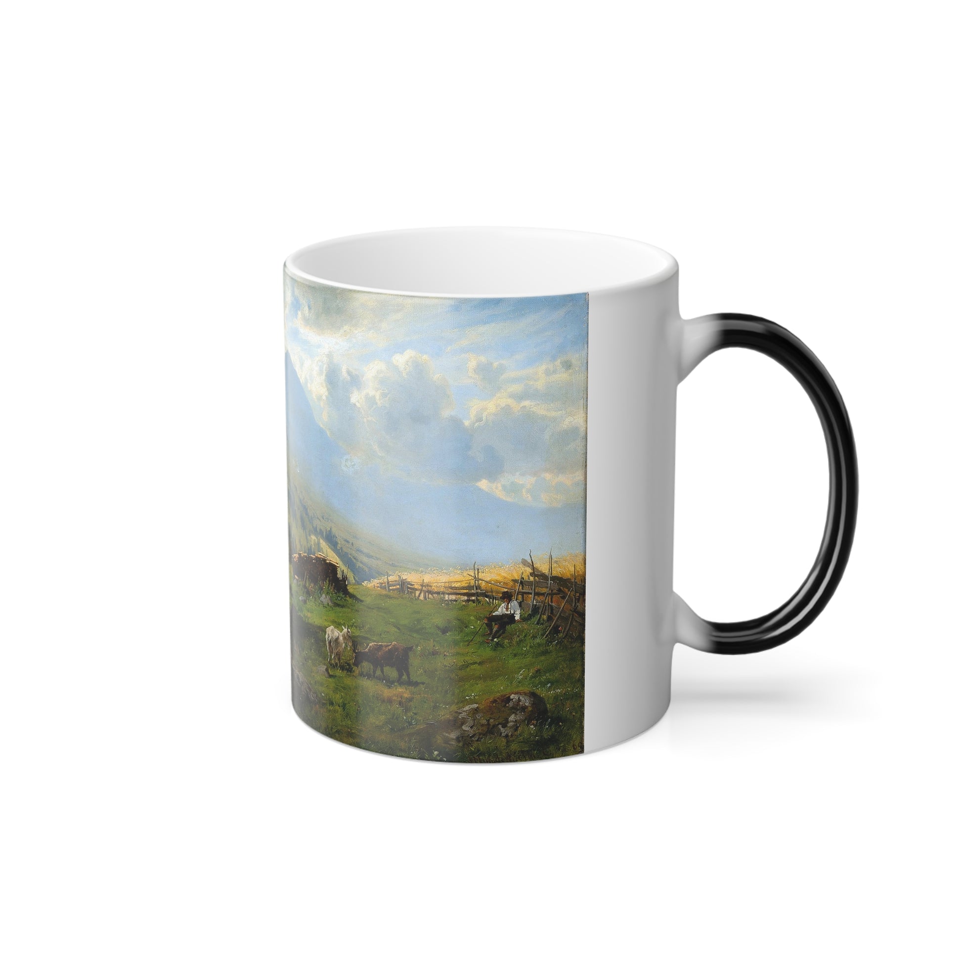 Hjalmar Munsterhjelm (1840-1905) Shepherd in the Alps - Oil on canvas 1860 - Color Changing Mug 11oz-Go Mug Yourself