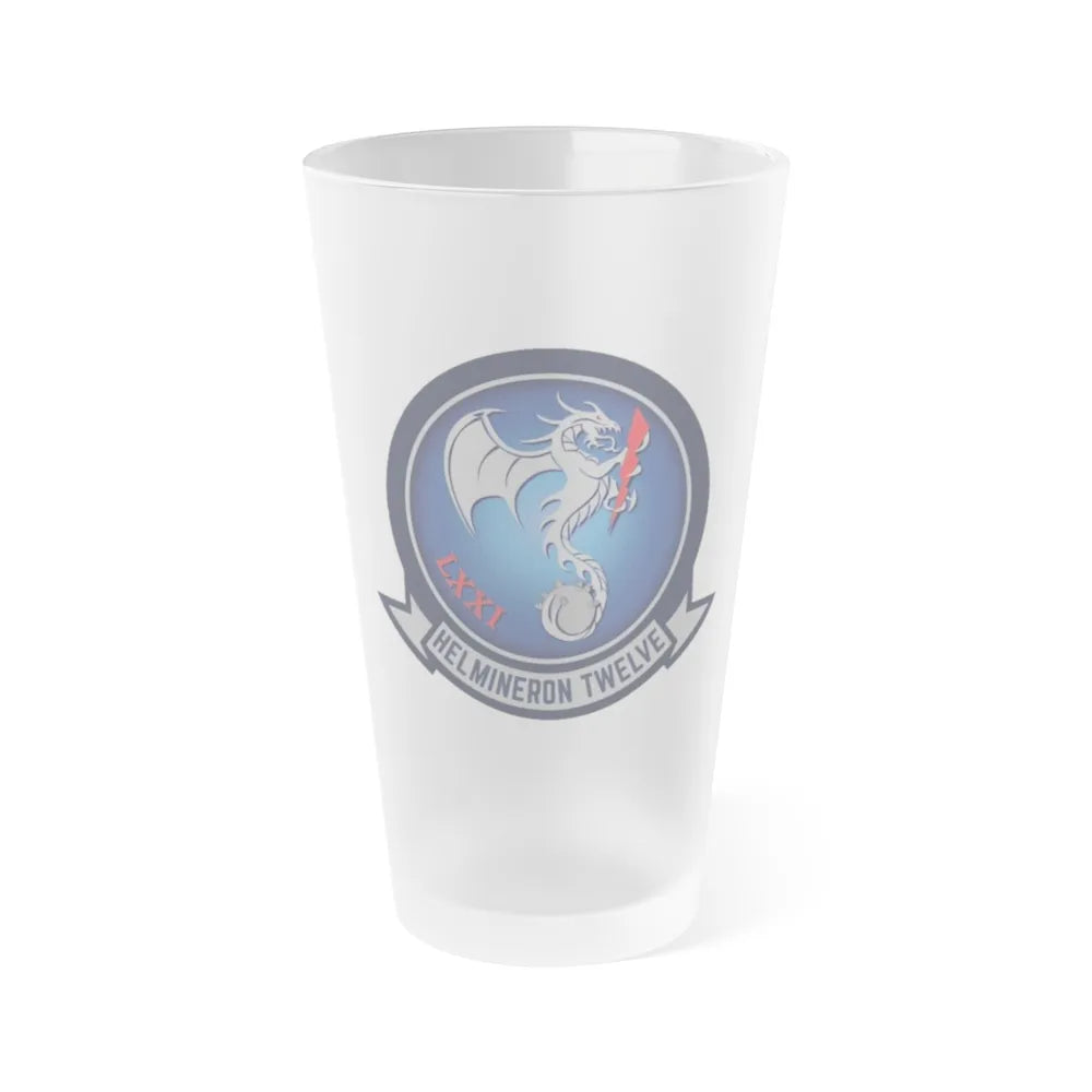 HM 12 Helicopter Mine Countermeasures Squadron 12 (U.S. Navy) Frosted Pint Glass 16oz-Go Mug Yourself