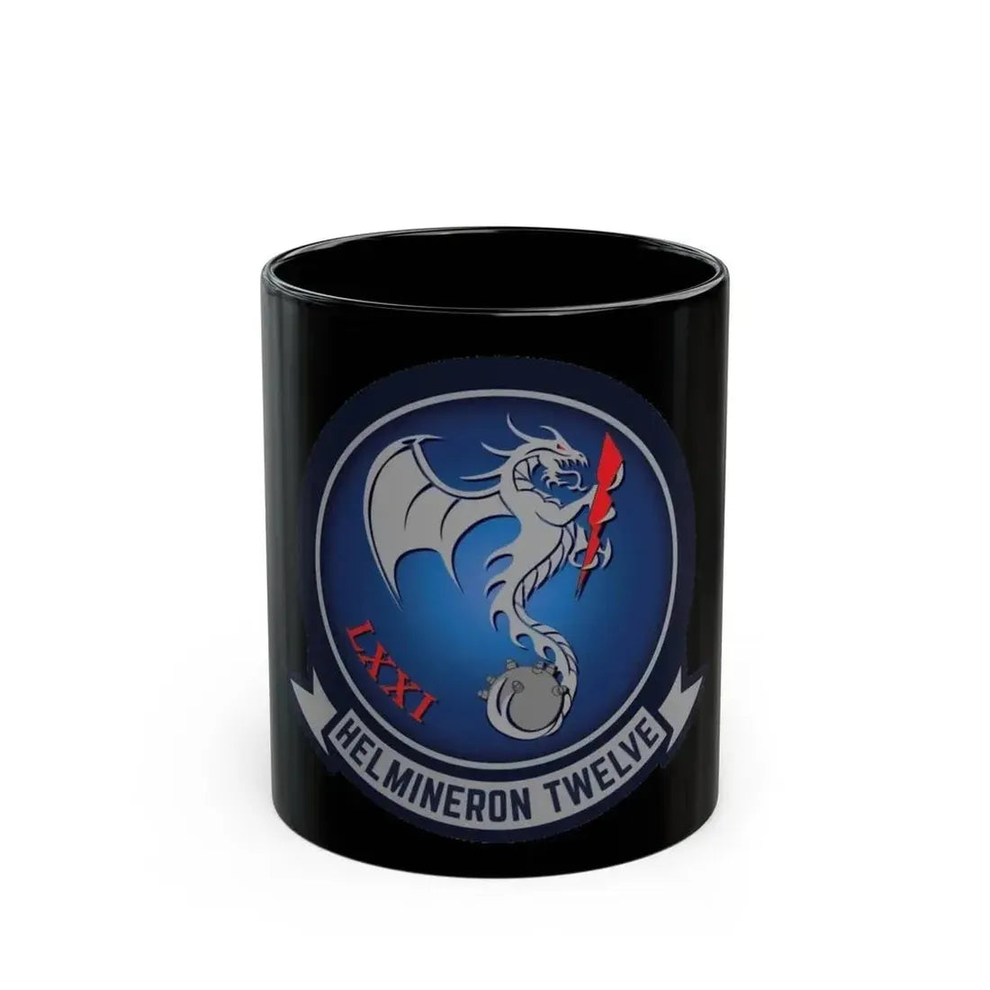 HM 12 Helicopter Mine Countermeasures Squadron 12 (U.S. Navy) Black Coffee Mug 11oz - Go Mug Yourself