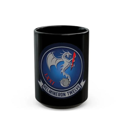 HM 12 Helicopter Mine Countermeasures Squadron 12 (U.S. Navy) Black Coffee Mug 15oz - Go Mug Yourself