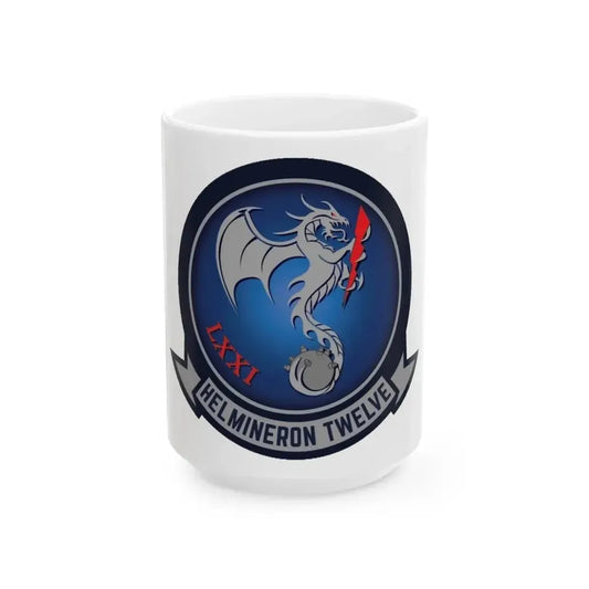 HM 12 Helicopter Mine Countermeasures Squadron 12 (U.S. Navy) White Coffee Mug 15oz - Go Mug Yourself