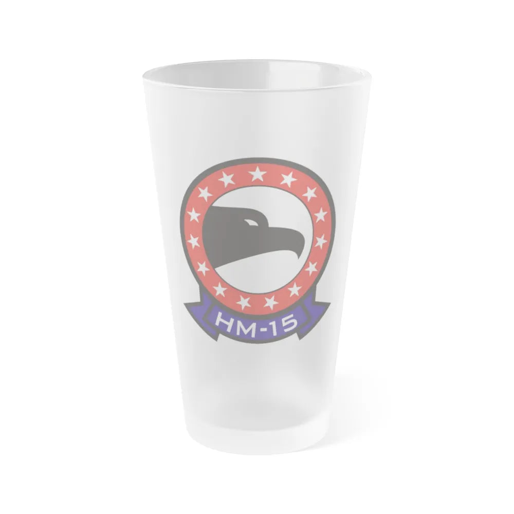 HM 15 Helicopter Mine Countermeasures Squadron 15 (U.S. Navy) Frosted Pint Glass 16oz-Go Mug Yourself