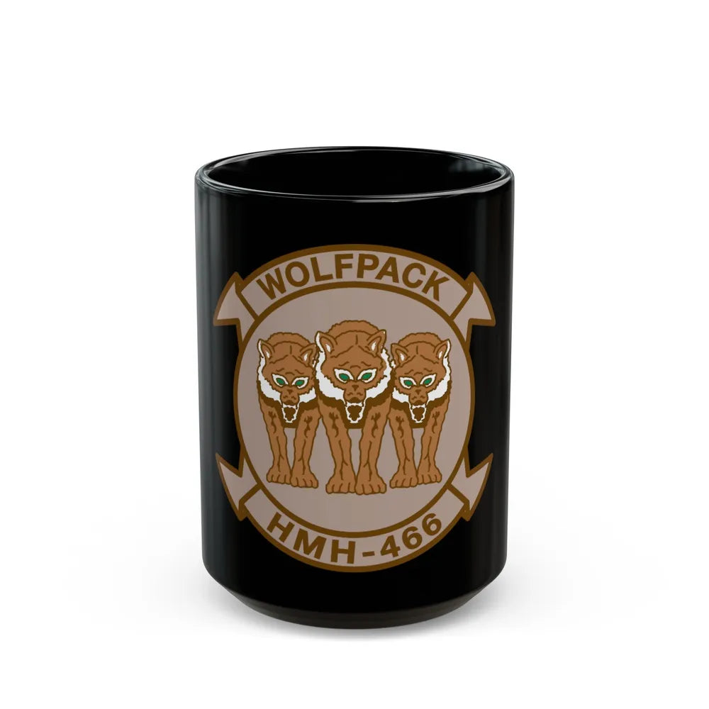 HMH 466 WOLFPACK Desert (USMC) Black Coffee Mug-15oz-Go Mug Yourself