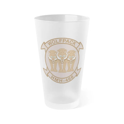 HMH 466 WOLFPACK Desert (USMC) Frosted Pint Glass 16oz-Go Mug Yourself