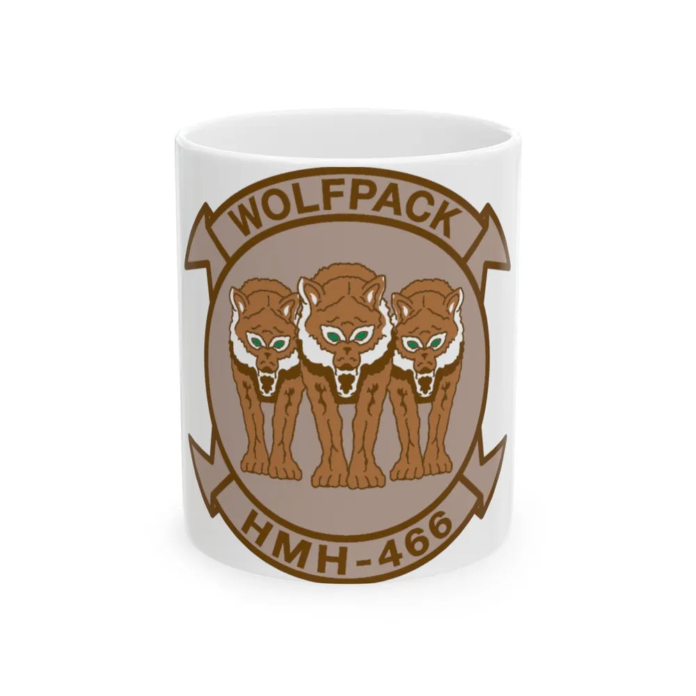 HMH 466 WOLFPACK Desert (USMC) White Coffee Mug-11oz-Go Mug Yourself