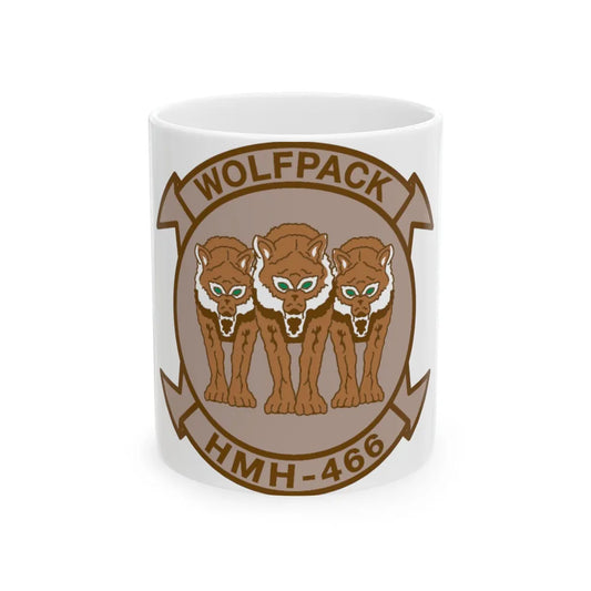 HMH 466 WOLFPACK Desert (USMC) White Coffee Mug-11oz-Go Mug Yourself