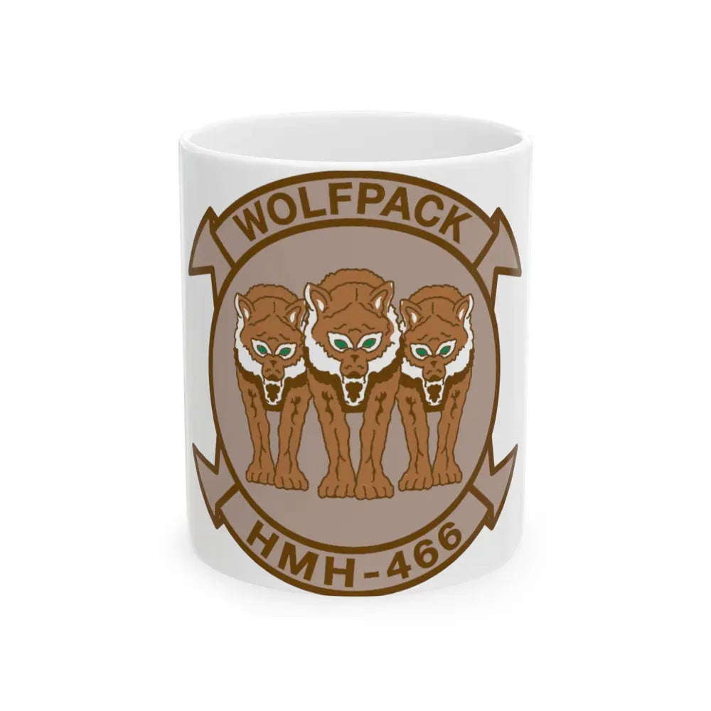 HMH 466 WOLFPACK Desert (USMC) White Coffee Mug 11oz - Go Mug Yourself