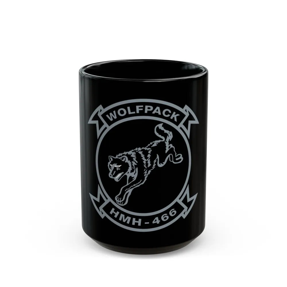 HMH 466 Wolfpack (USMC) Black Coffee Mug-15oz-Go Mug Yourself