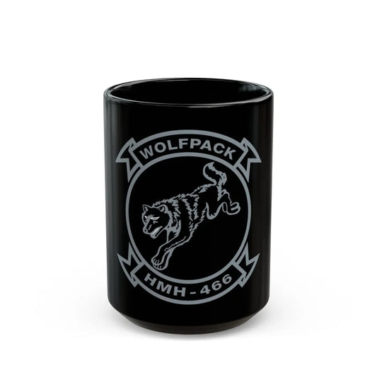 HMH 466 Wolfpack (USMC) Black Coffee Mug-15oz-Go Mug Yourself