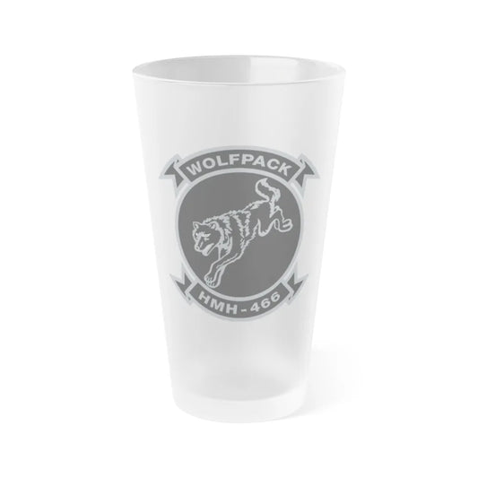 HMH 466 Wolfpack (USMC) Frosted Pint Glass 16oz-Go Mug Yourself