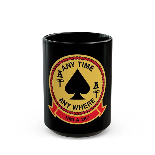 HMLA 267 Any Time Any Where (USMC) Black Coffee Mug 15oz - Go Mug Yourself