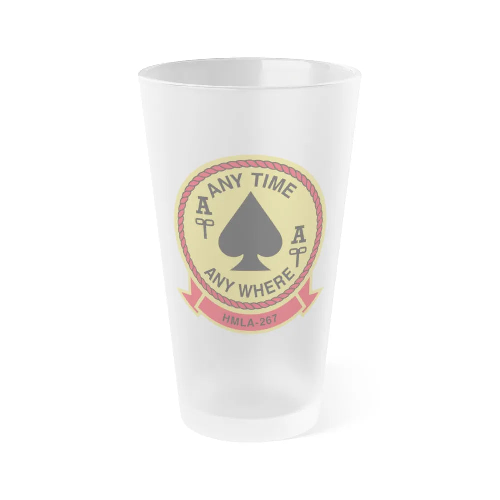 HMLA 267 Any Time Any Where (USMC) Frosted Pint Glass 16oz-Go Mug Yourself