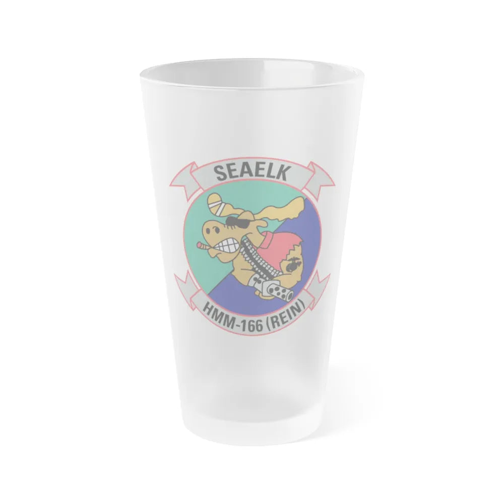 HMM 166 2 (USMC) Frosted Pint Glass 16oz-Go Mug Yourself