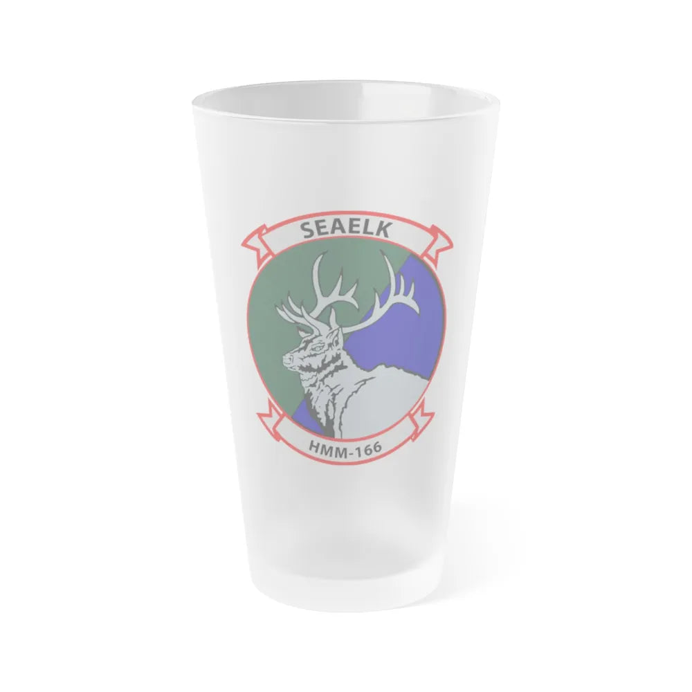 HMM 166 (USMC) Frosted Pint Glass 16oz-Go Mug Yourself