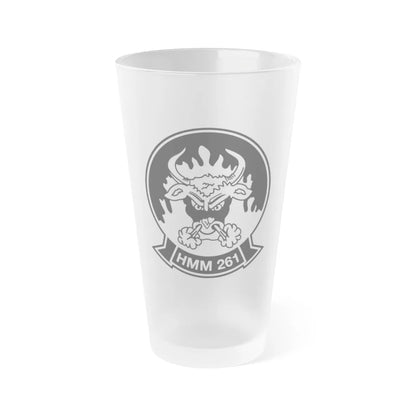 HMM 261 BW (USMC) Frosted Pint Glass 16oz-Go Mug Yourself