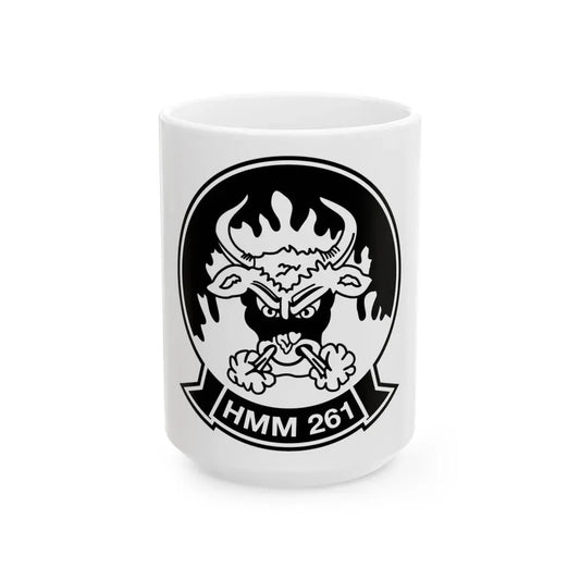 HMM 261 BW (USMC) White Coffee Mug 15oz - Go Mug Yourself