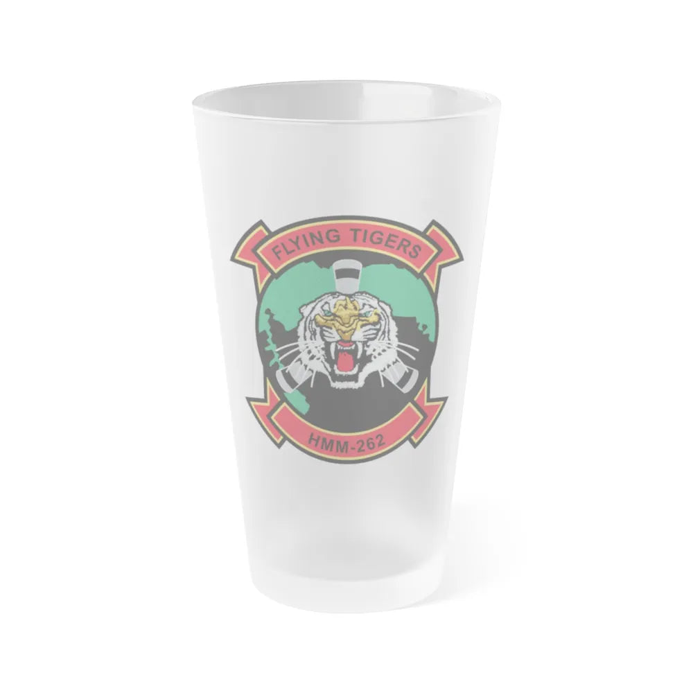 HMM 262 Flying Tigers (USMC) Frosted Pint Glass 16oz-Go Mug Yourself