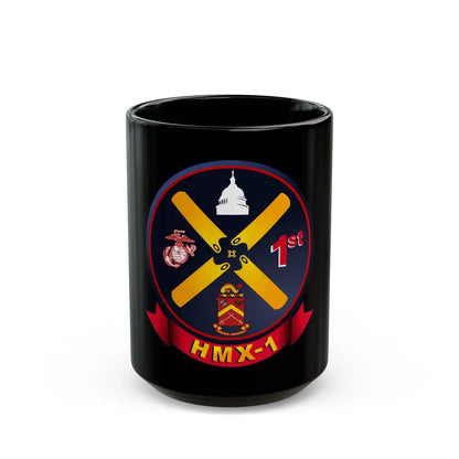 HMX 1 (USMC) Black Coffee Mug-15oz-Go Mug Yourself