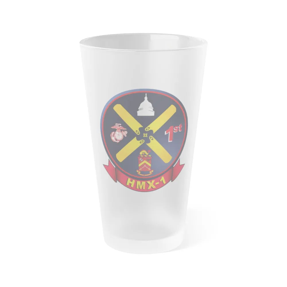 HMX 1 (USMC) Frosted Pint Glass 16oz-Go Mug Yourself