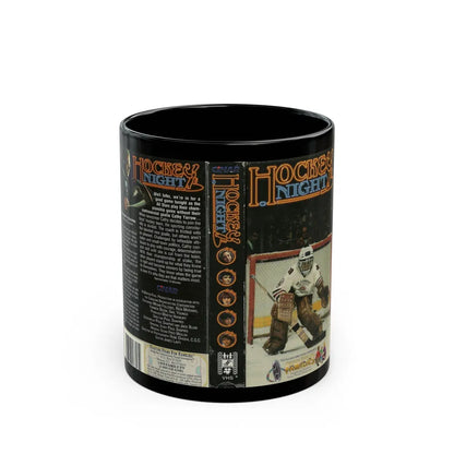 HOCKEY NIGHT (VHS COVER) - Black Coffee Mug-11oz-Go Mug Yourself