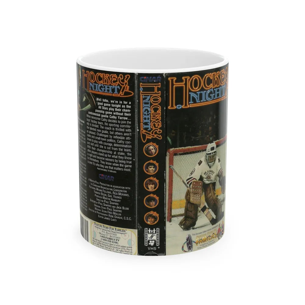 HOCKEY NIGHT (VHS COVER) - White Coffee Mug-11oz-Go Mug Yourself