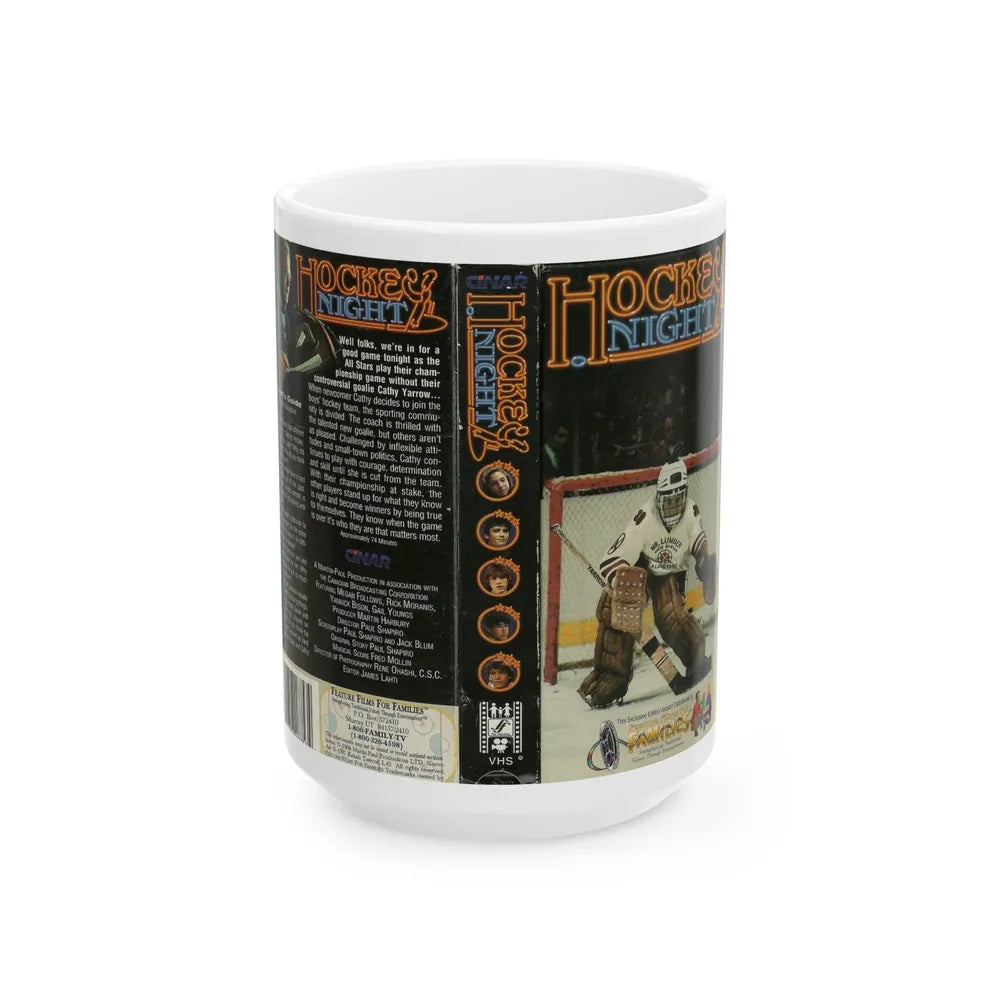 HOCKEY NIGHT (VHS COVER) - White Coffee Mug-15oz-Go Mug Yourself