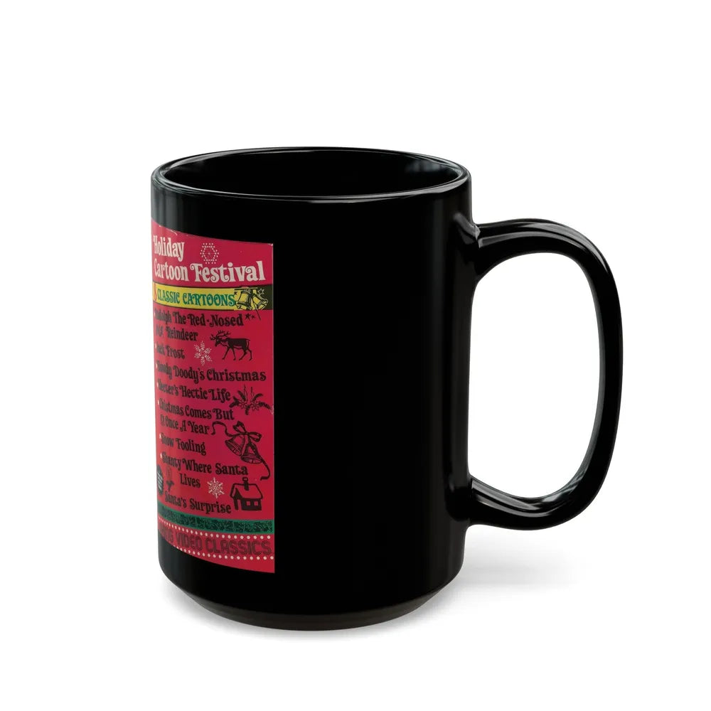 HOLIDAY CARTOON FESTIVAL (VHS COVER) - Black Coffee Mug-Go Mug Yourself