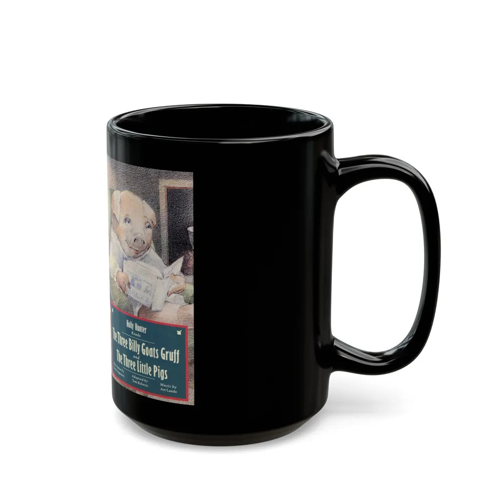 HOLLY HUNTER READS THE THREE BILLY GOATS GRUFF (VHS COVER) - Black Coffee Mug-Go Mug Yourself