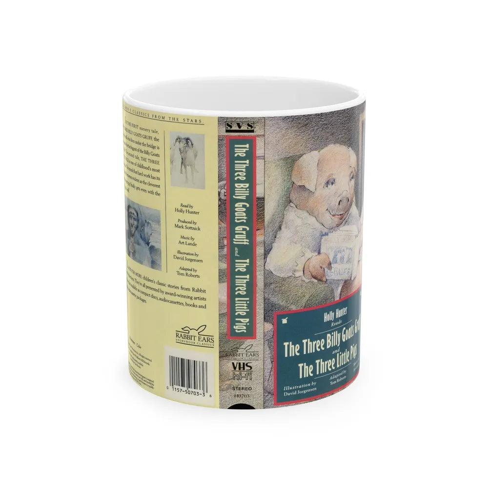 HOLLY HUNTER READS THE THREE BILLY GOATS GRUFF (VHS COVER) - White Coffee Mug-11oz-Go Mug Yourself