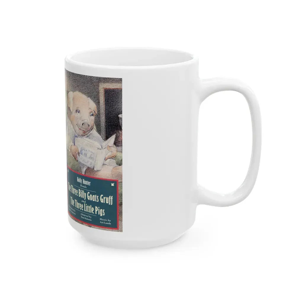 HOLLY HUNTER READS THE THREE BILLY GOATS GRUFF (VHS COVER) - White Coffee Mug - Go Mug Yourself