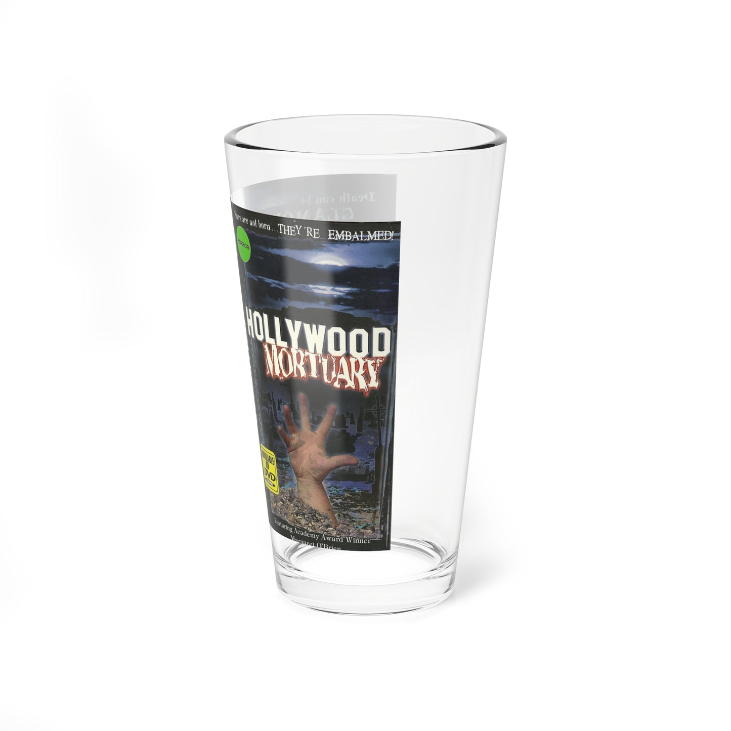 HOLLYWOOD MORTUARY (VHS COVER) Pint Glass 16oz-Go Mug Yourself