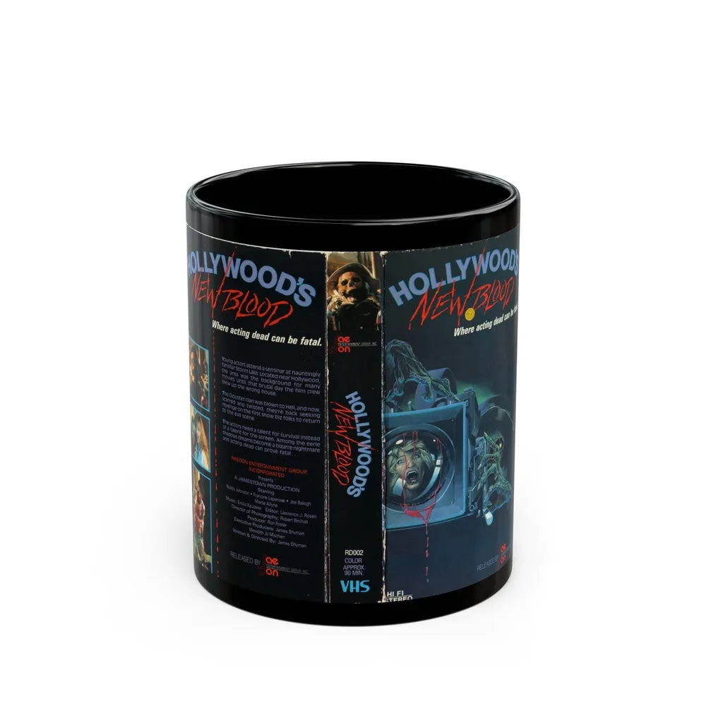 HOLLYWOODS NEW BLOOD (VHS COVER) - Black Coffee Mug-11oz-Go Mug Yourself