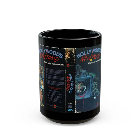 HOLLYWOODS NEW BLOOD (VHS COVER) - Black Coffee Mug-15oz-Go Mug Yourself