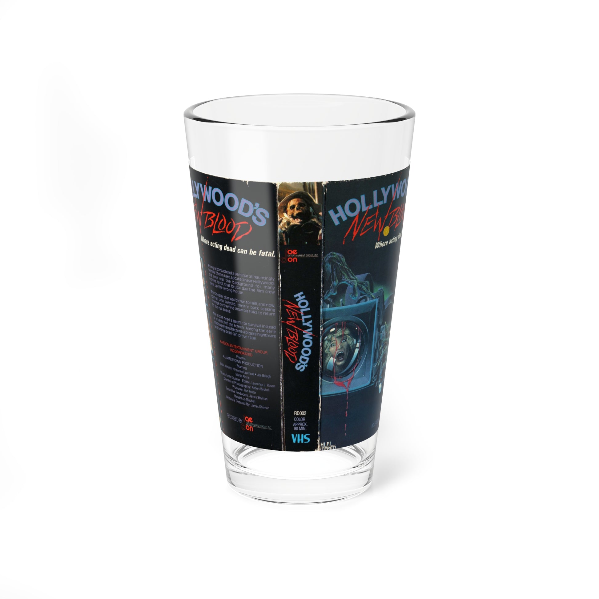 HOLLYWOODS NEW BLOOD (VHS COVER) Pint Glass 16oz-16oz-Go Mug Yourself