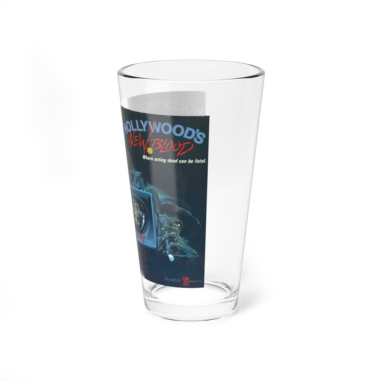 HOLLYWOODS NEW BLOOD (VHS COVER) Pint Glass 16oz-Go Mug Yourself