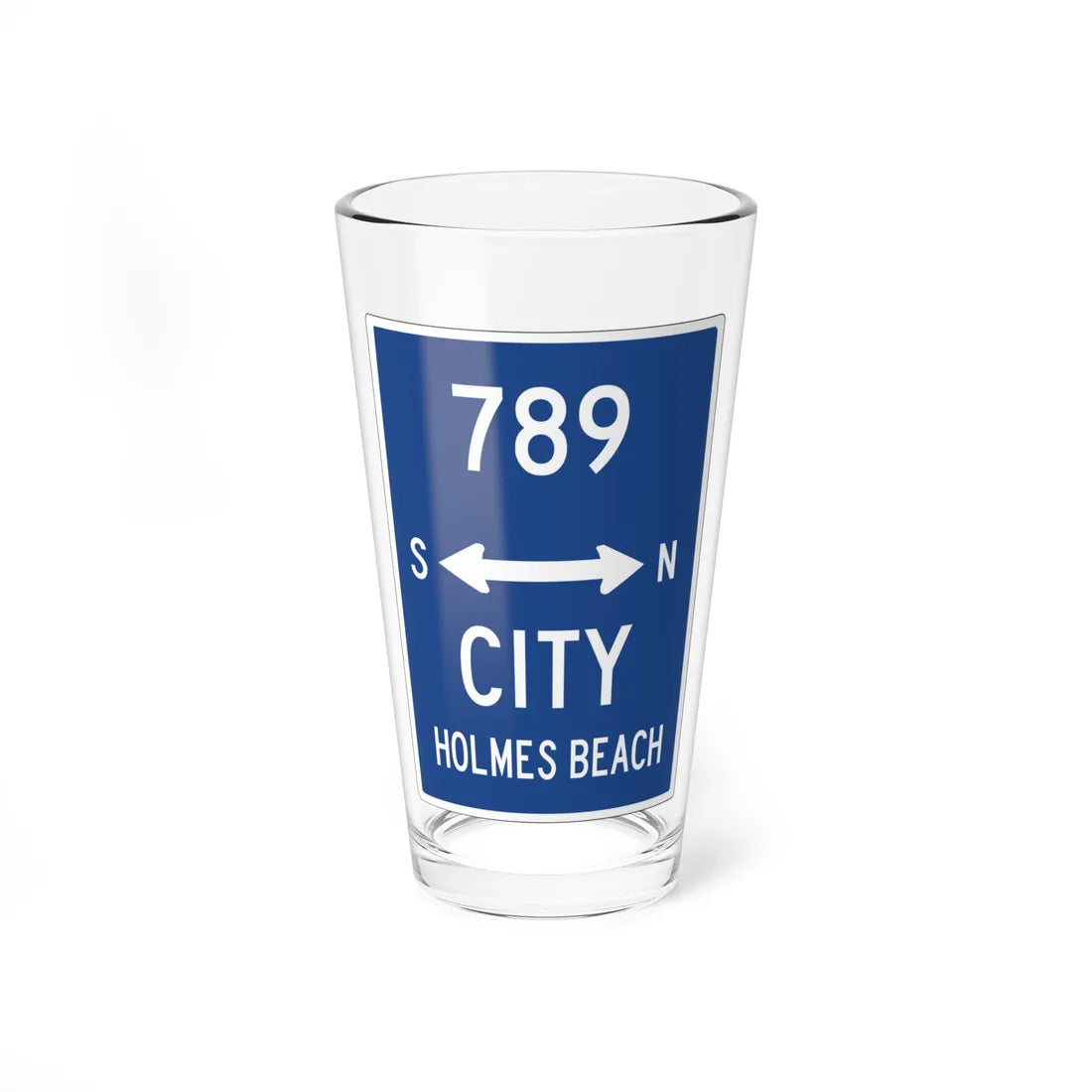Holmes Beach City Route 789 (Florida) (Road Sign) Pint Glass 16oz 16oz - Go Mug Yourself