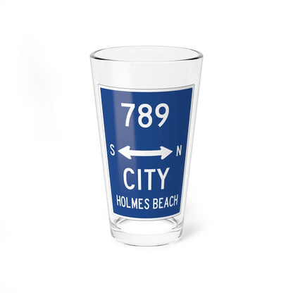 Holmes Beach City Route 789 (Florida) (Road Sign) Pint Glass 16oz 16oz - Go Mug Yourself