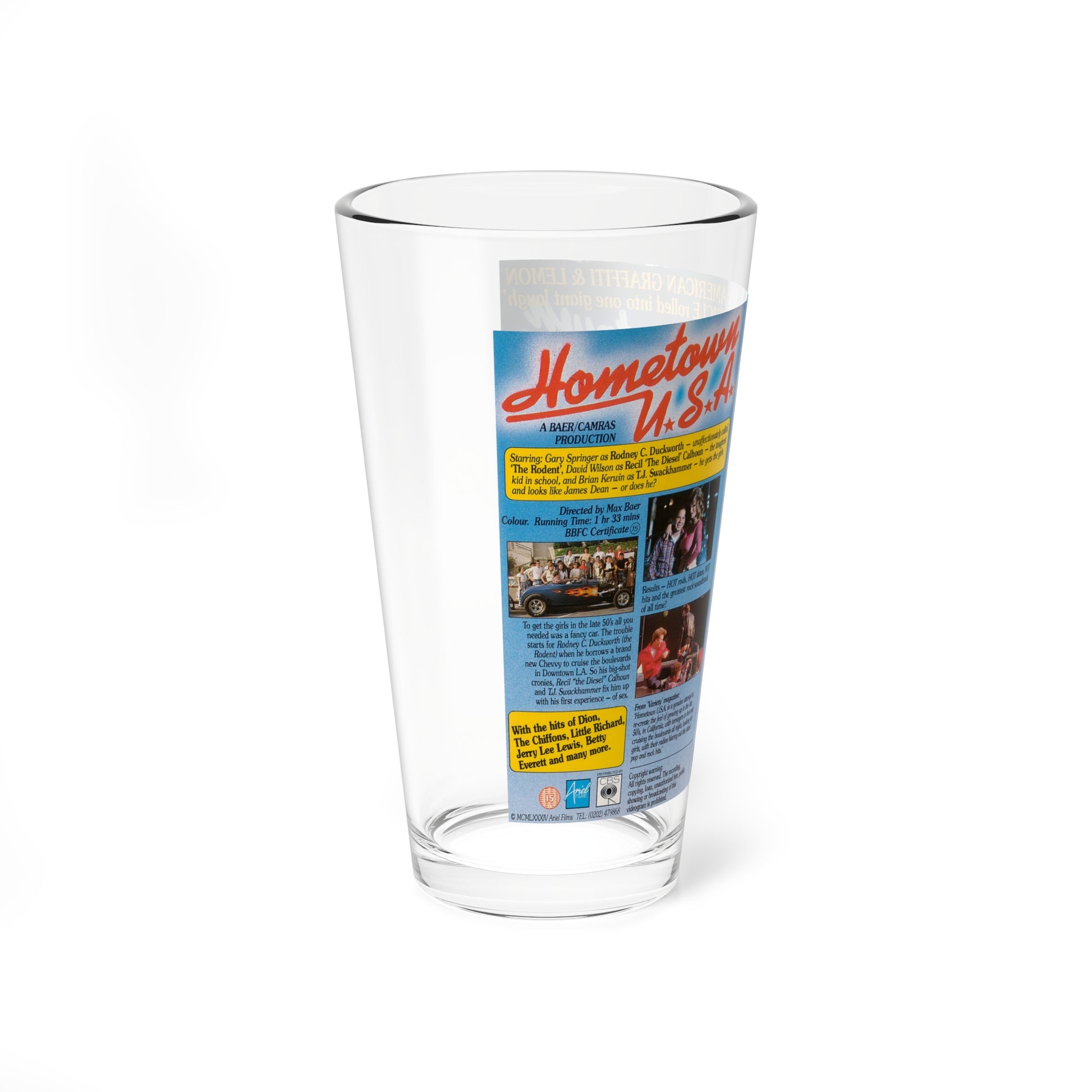 HOMETOWN USA VERSION 2 (VHS COVER) Pint Glass 16oz-Go Mug Yourself