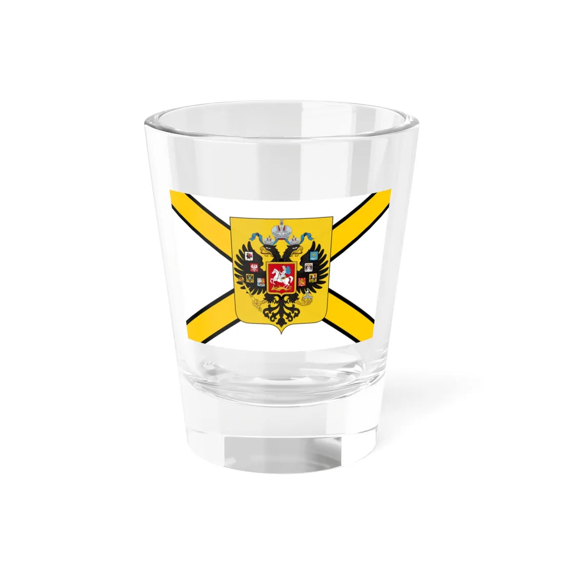 Honorary Naval Ensign of Russia black-yellow-white with coat of arms (Russia) Shot Glass 1.5oz 1.5oz - Go Mug Yourself