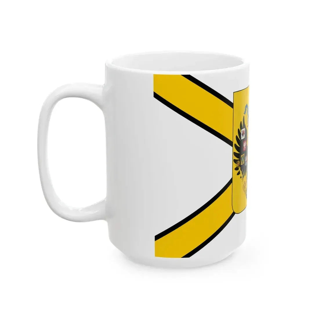 Honorary Naval Ensign of Russia black-yellow-white with coat of arms (Russia) White Coffee Mug - Go Mug Yourself