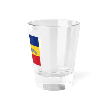 Horizontal flag of Romania with Dacian Draco (Oman) Shot Glass 1.5oz - Go Mug Yourself
