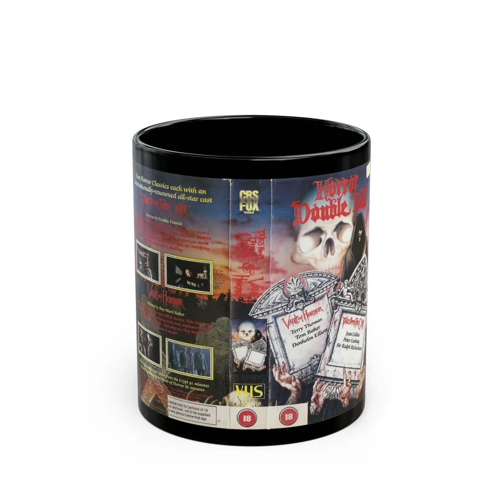 HORROR DOUBLE BILL VAULT OF HORROR TALES FROM THE CRYPT (VHS COVER) - Black Coffee Mug-11oz-Go Mug Yourself